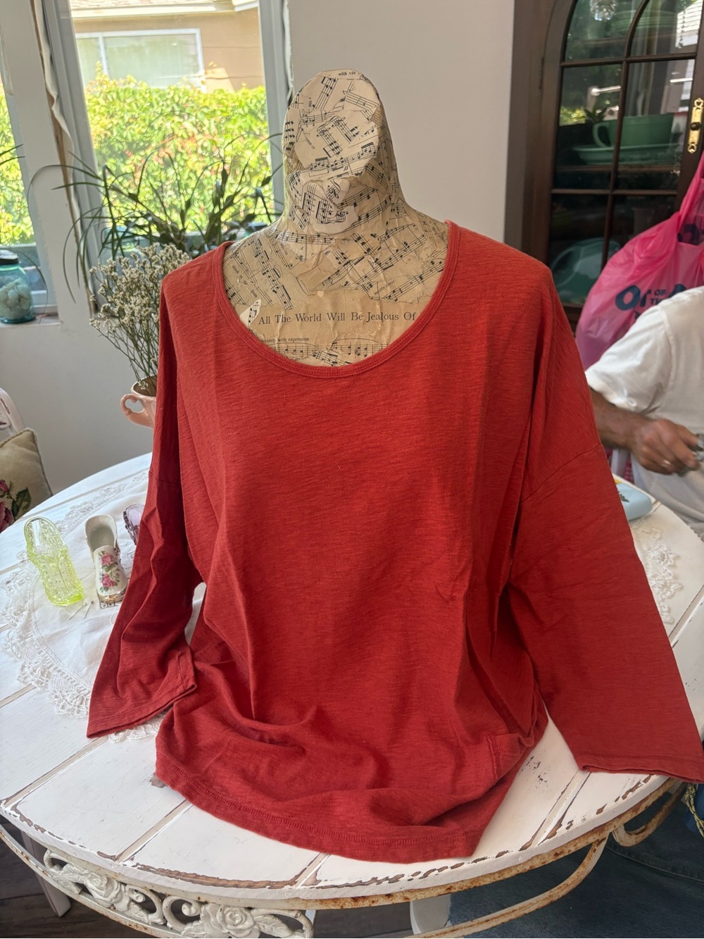 cut loose Rust Red Scoop Neck Tunic Top